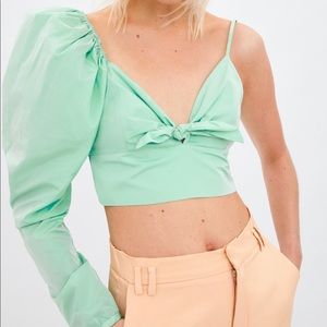 Zara mint balloon sleeve top